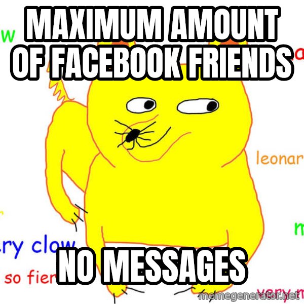 Forever Alone meme: maximum amount of facebook friends / no messages