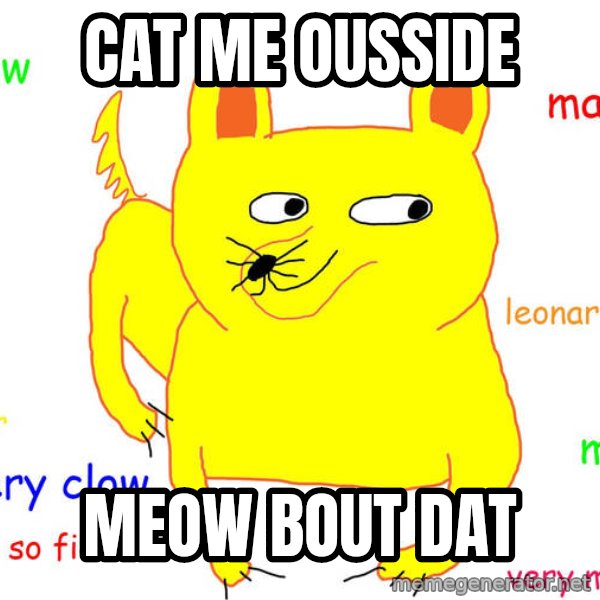 Grumpy Cat  meme: CAT ME OUSSIDE / MEOW BOUT DAT
