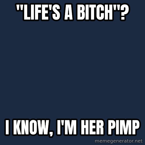 Chuck Norris  meme: "life's a bitch"? / i know, i'm her pimp