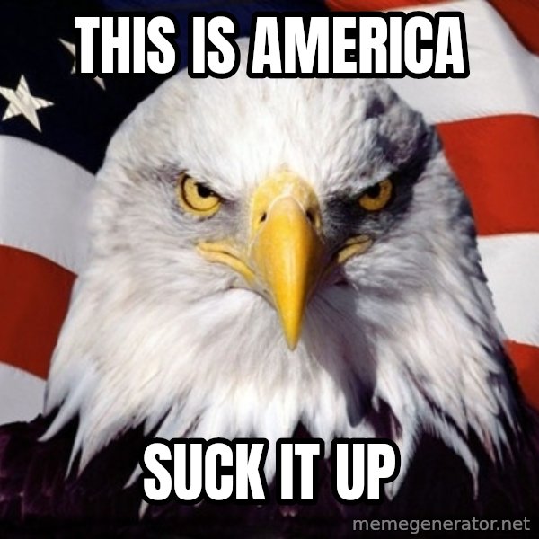 American Pride Eagle meme: this is america / suck it up