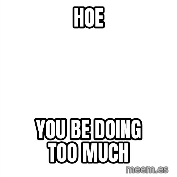 Blank 1234 meme: Hoe / YOU BE DOING TOO MUCH
