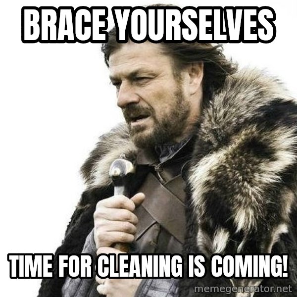 Winter is Coming meme: Brace Yourselves / Time for cleaning is coming!