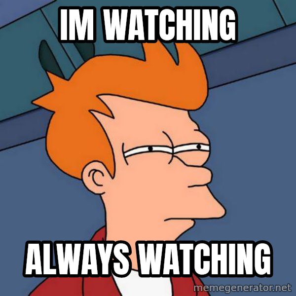 Futurama Fry meme: im watching / always watching