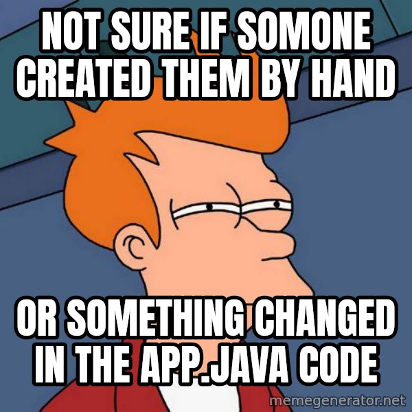 Futurama Fry meme: not sure if somone created them by hand / or something changed in the App.java code