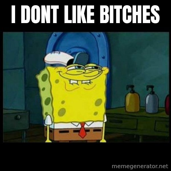Don't you, Squidward? meme: I DONT LIKE BITCHES