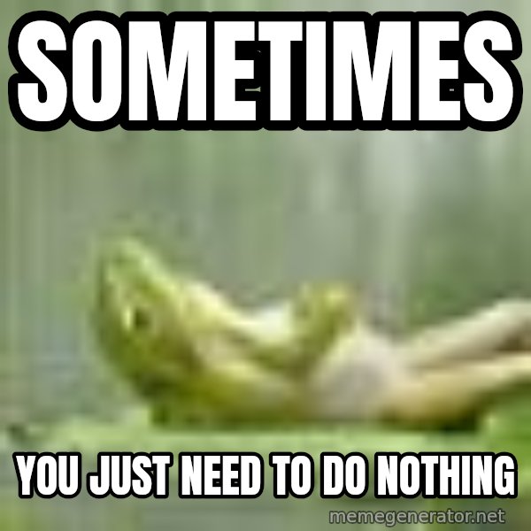Frog Relaxing meme: sometimes / you just need to do nothing