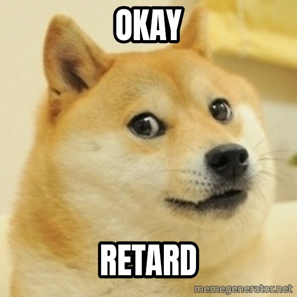 doge wow meme: OKAY / RETARD