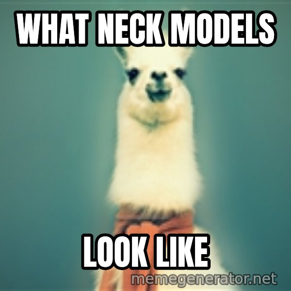 Pancakes llama meme: what neck models / look like