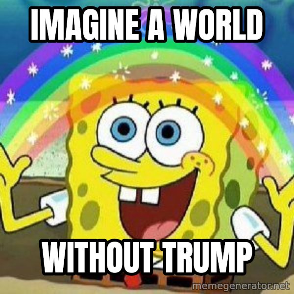 Imagination meme: imagine a world / without trump