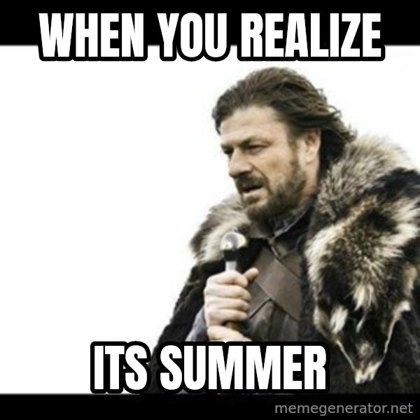 Winter is Coming meme: When you realize / Its Summer