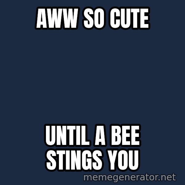 Look At The Flowers meme: aww so cute / until a bee stings you