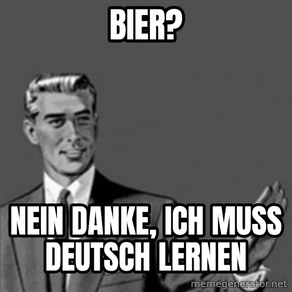Correction Guy meme: Bier? / Nein danke, Ich muss deutsch lernen