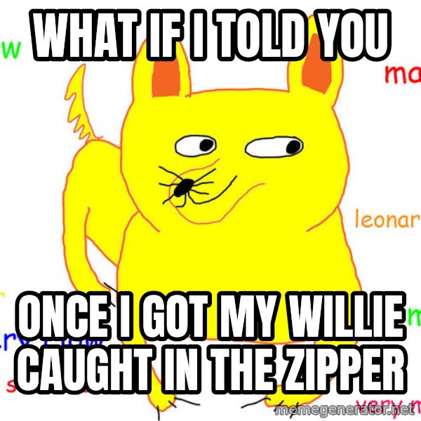 What If I Told You meme: What if I told you / Once i got my willie caught in the zipper