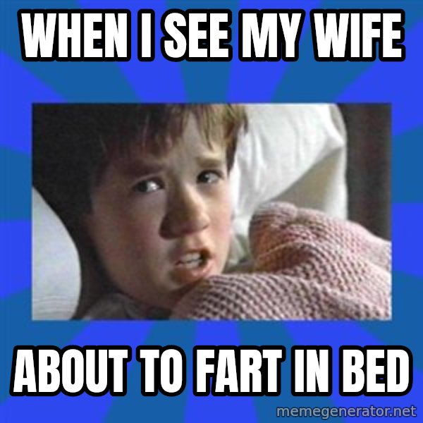 i see dead people meme: when i see my wife / about to fart in bed