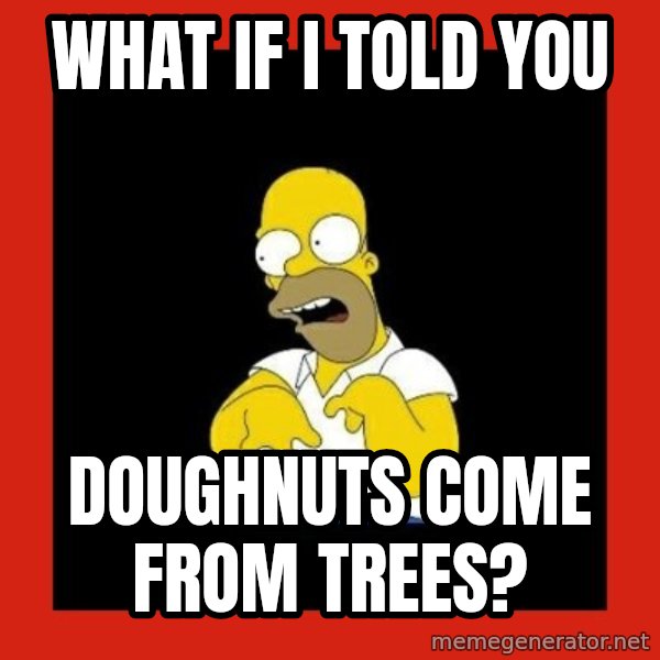 Homer retard meme: What if I told you / doughnuts come from trees?