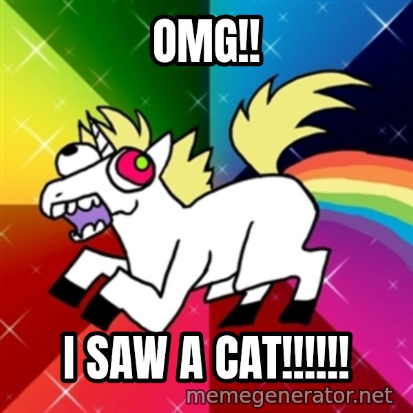Lovely Derpy RP Unicorn meme: OMG!! / I saw a CAT!!!!!!