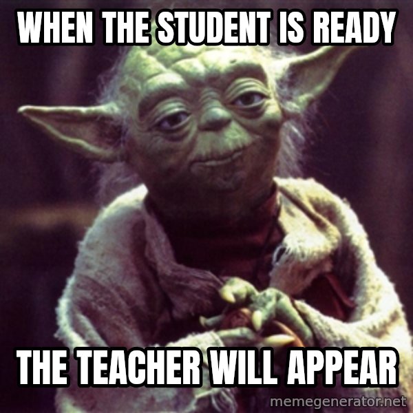 Yoda meme: When the Student is ready / the Teacher will appear