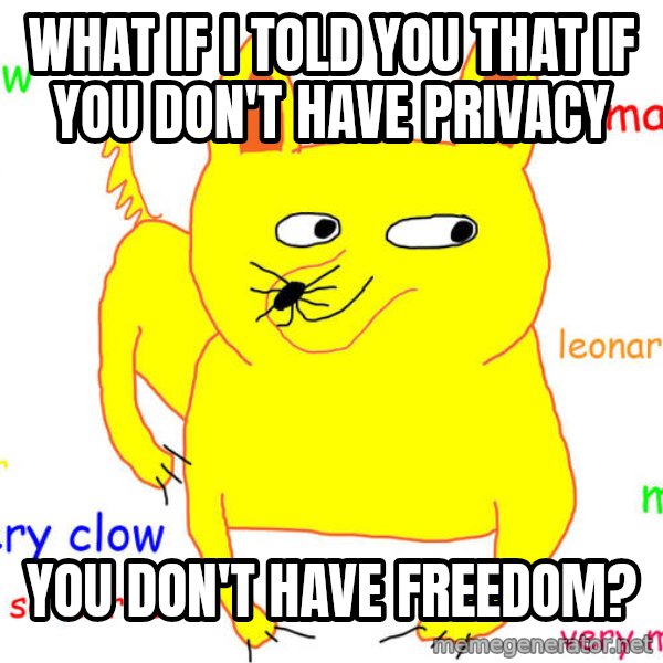 What If I Told You meme: what if i told you that if you don't have privacy / you don't have freedom?
