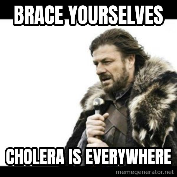 Winter is Coming meme: Brace yourselves / Cholera is everywhere