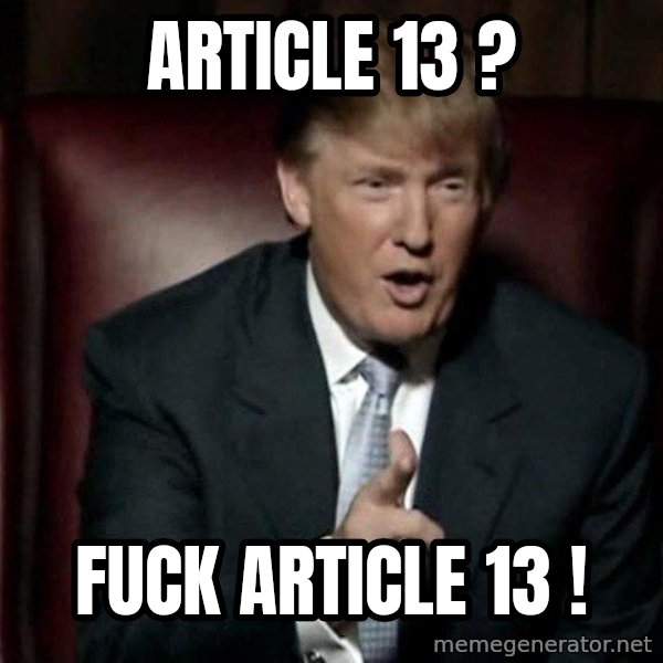 Donald Trump meme: Article 13 ? / Fuck article 13 !