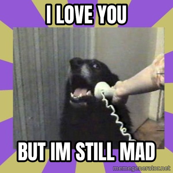 Yes, this is dog! meme: I Love You / But Im Still Mad