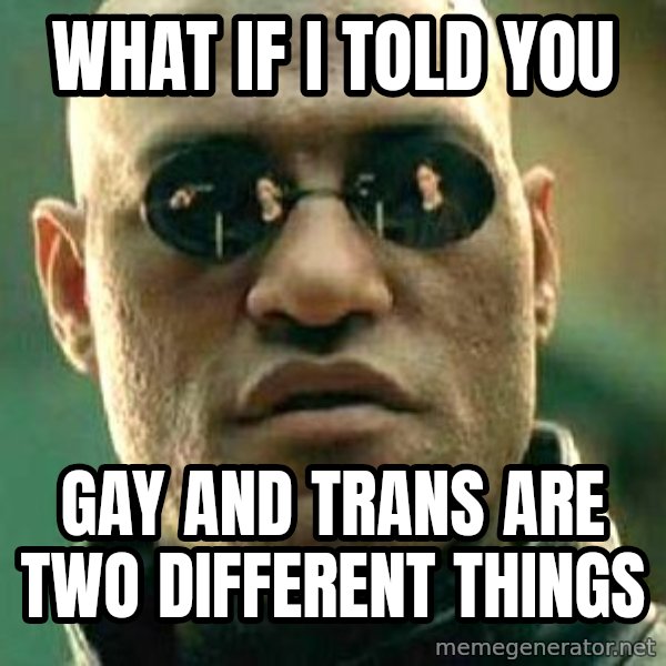 What If I Told You meme: What if I told you / gay and trans are two different things