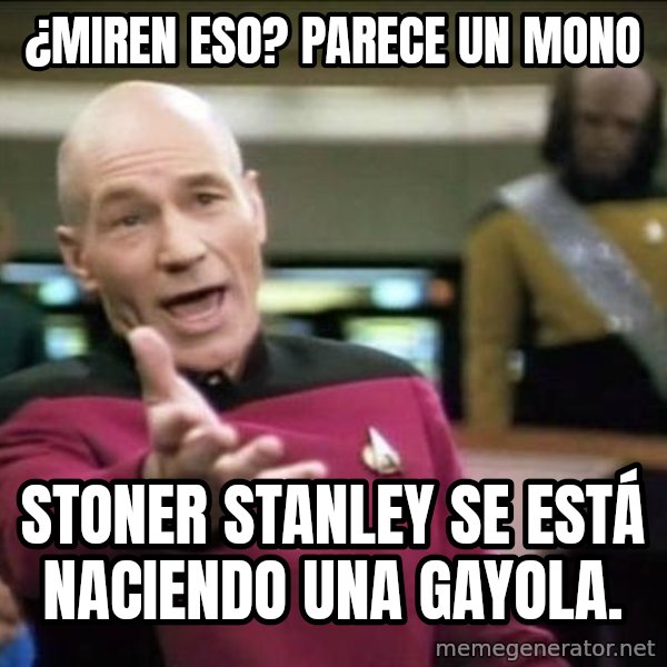 Why the fuck meme: ¿miren eso? parece un mono / Stoner Stanley se está naciendo una gayola.