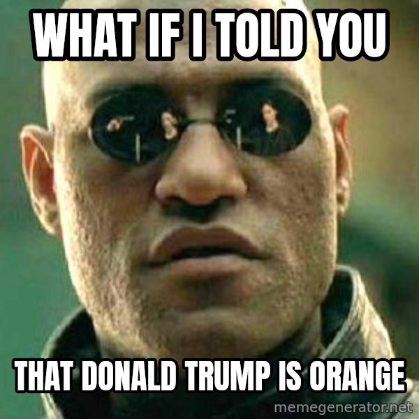 What if I told you / Matrix Morpheus meme: what if i told you / that donald trump is orange