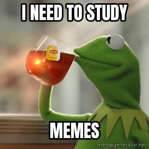 Kermit The Frog Drinking Tea meme: I need to study / memes