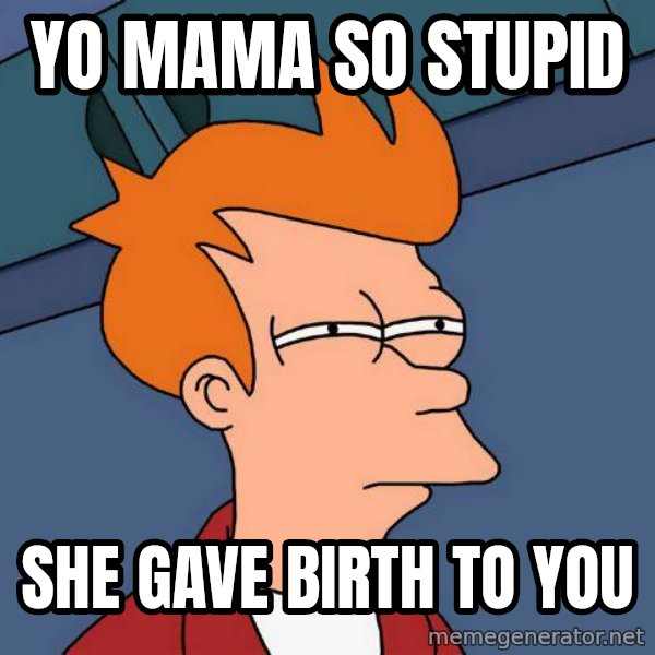 Futurama Fry meme: yo mama so stupid / she gave birth to you