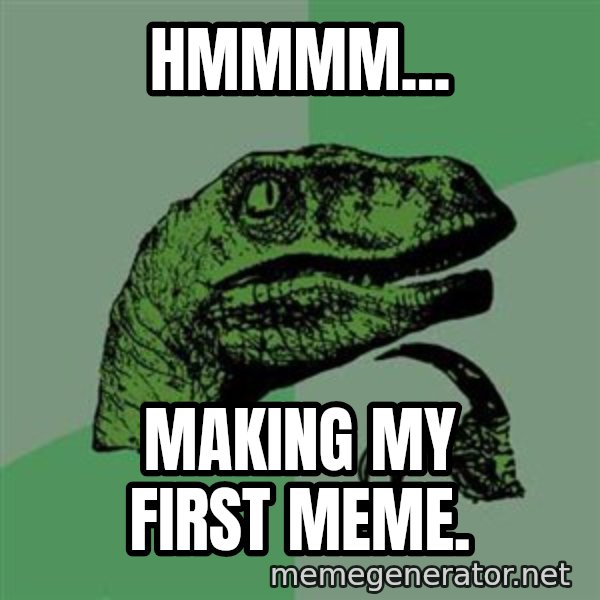 Raptor meme: Hmmmm... / Making my first meme.