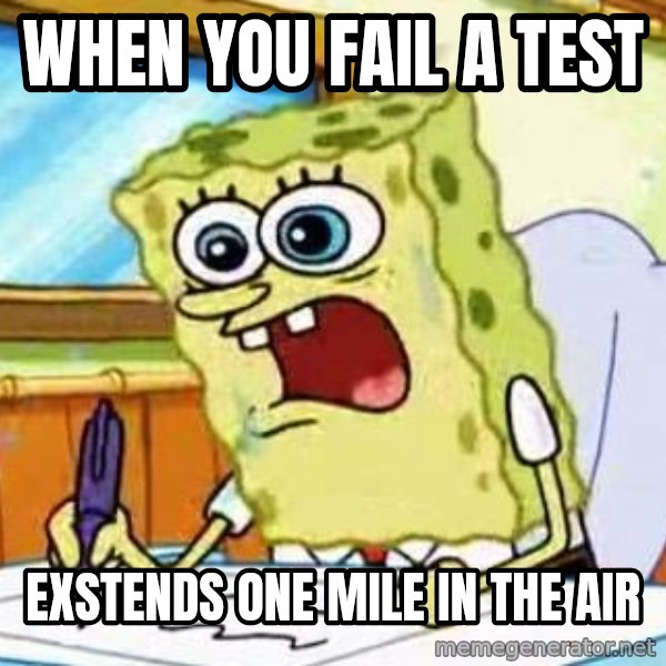 Spongebob What I Learned In Boating School Is meme: when you fail a test / exstends one mile in the air