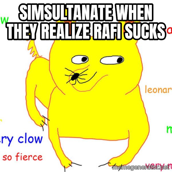 Grumpy Cat  meme: SimSultanate when they Realize Rafi sucks