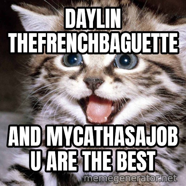 HAPPY KITTEN meme: daylin thefrenchbaguette / and Mycathasajob u are the best