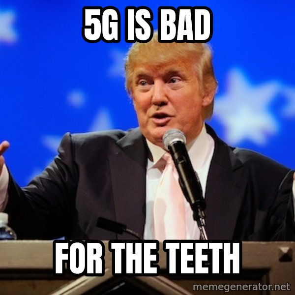 Annoying Facebook Girl meme: 5g is bad / for the teeth
