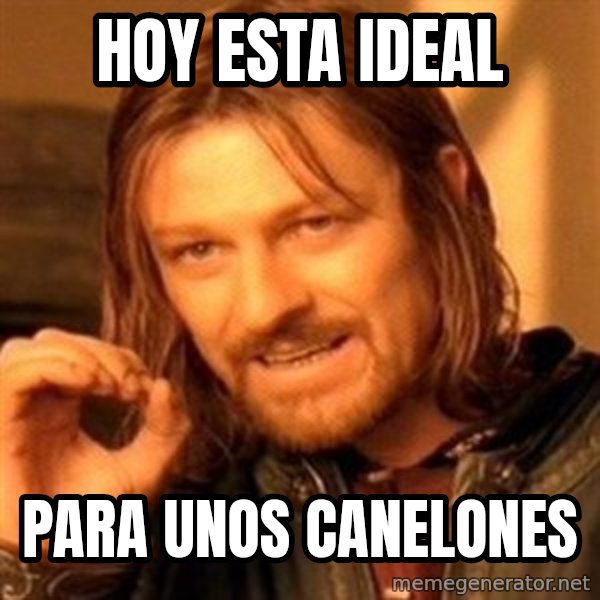 One Does Not Simply meme: Hoy esta ideal / para unos canelones
