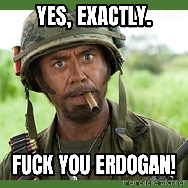 went full retard meme: Yes, exactly. / Fuck you Erdogan!