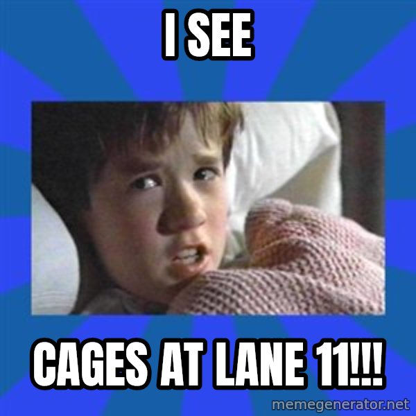 i see dead people meme: I SEE / CAGES AT LANE 11!!!