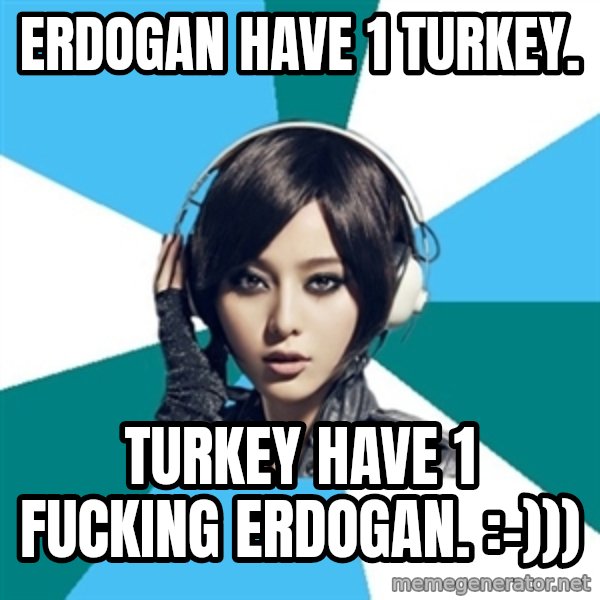 Crafty Interpreter meme: Erdogan have 1 turkey. / Turkey have 1 fucking Erdogan.  :-)))
