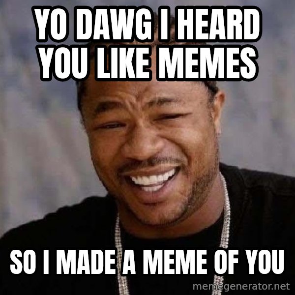 Yo Dawg meme: Yo Dawg I heard you like memes / So I made a meme of you