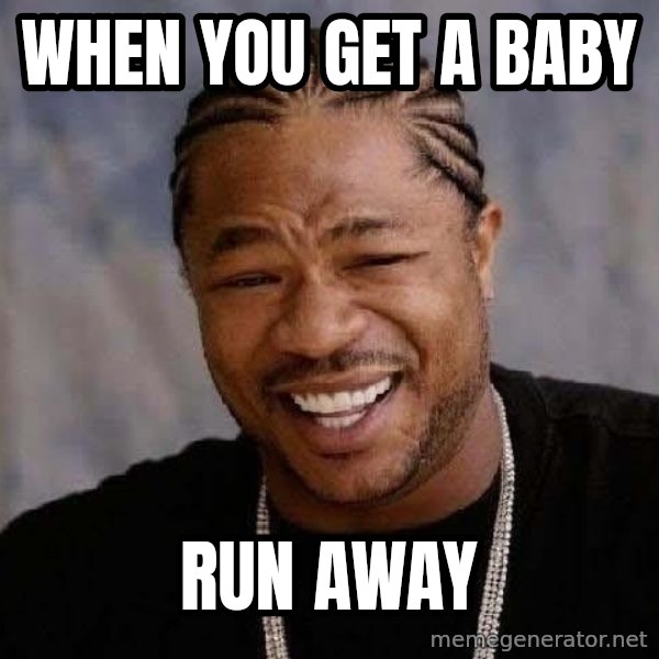 Yo Dawg meme: When you get a baby / RUN AWAY