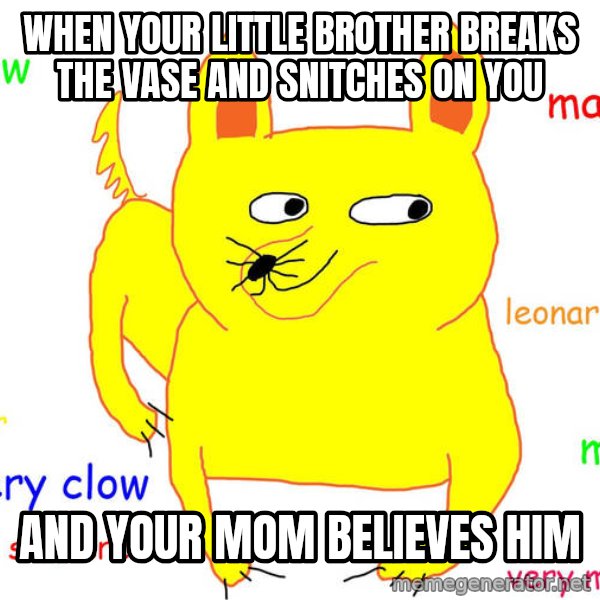 Grumpy Cat  meme: when your little brother breaks the vase aNd sNitches oN you / ANd your mom believes him