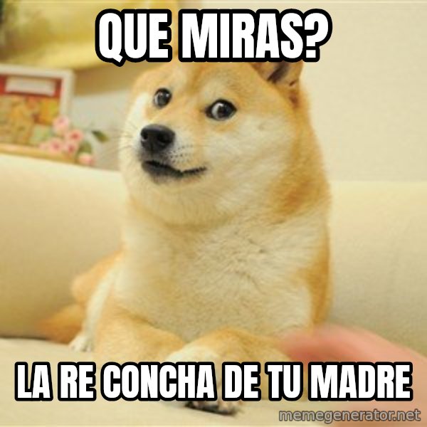 so doge meme: que miras? / La re concha de tu madre