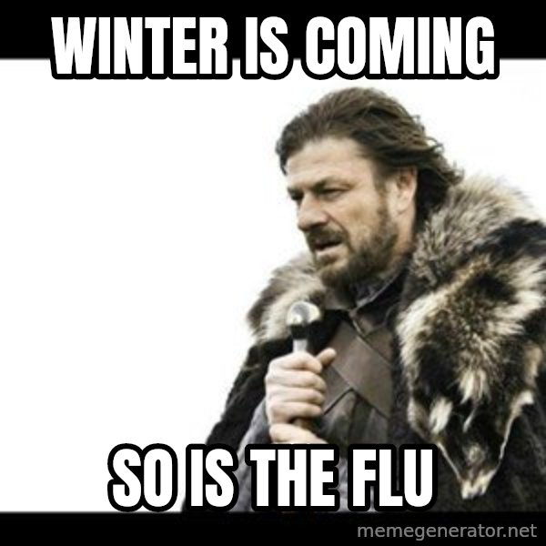 Winter is Coming meme: Winter is coming / So is the flu