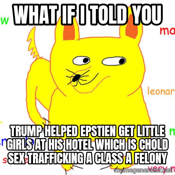 What If I Told You meme: what if i told you / trump helped epstien get little girls at his hotel which is chold sex trafficking a class A felony