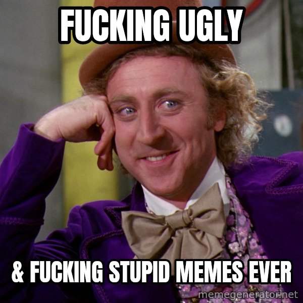 Willy Wonka meme: fucking ugly / & fucking stupid memes ever