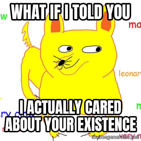 What If I Told You meme: What if I told you / I actually cared about your existence