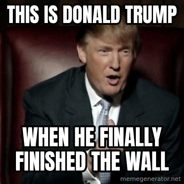Donald Trump meme: This is Donald trump / When he finally finished the wall
