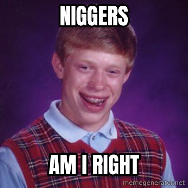 Bad Luck Brian meme: Niggers / Am i right