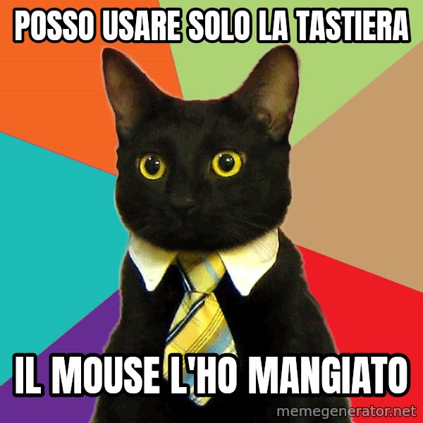 Business Cat meme: posso usare solo la tastiera / il mouse l'ho mangiato